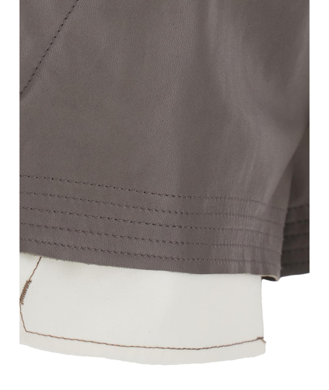 RICK OWENS Серые кожаные шорты, фото 3