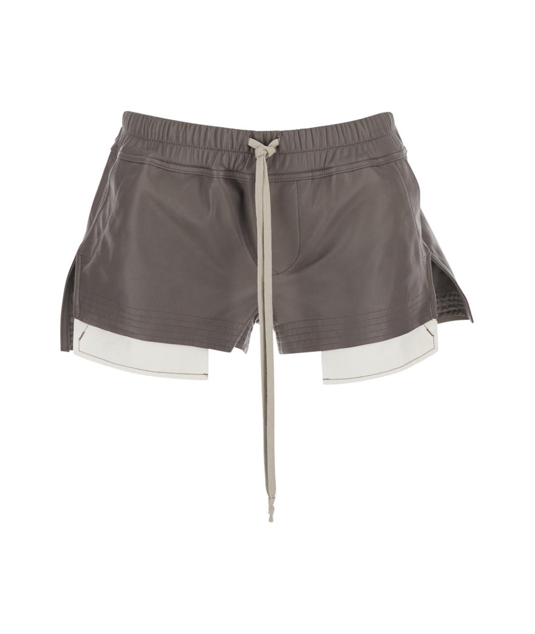 RICK OWENS Серые кожаные шорты, фото 1