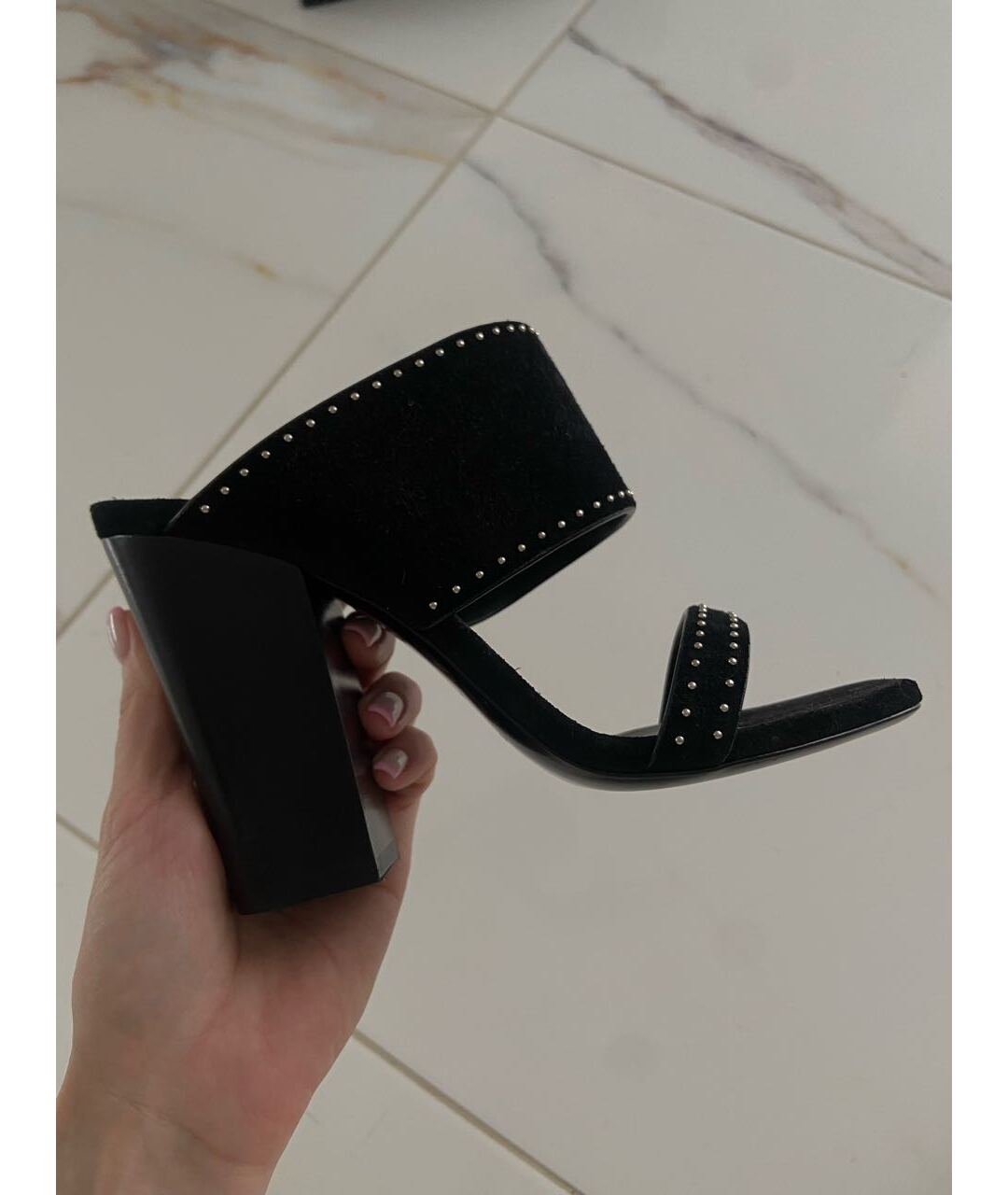 SAINT LAURENT Черные замшевые мюли, фото 7