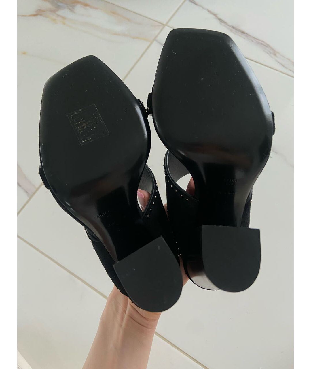 SAINT LAURENT Черные замшевые мюли, фото 6