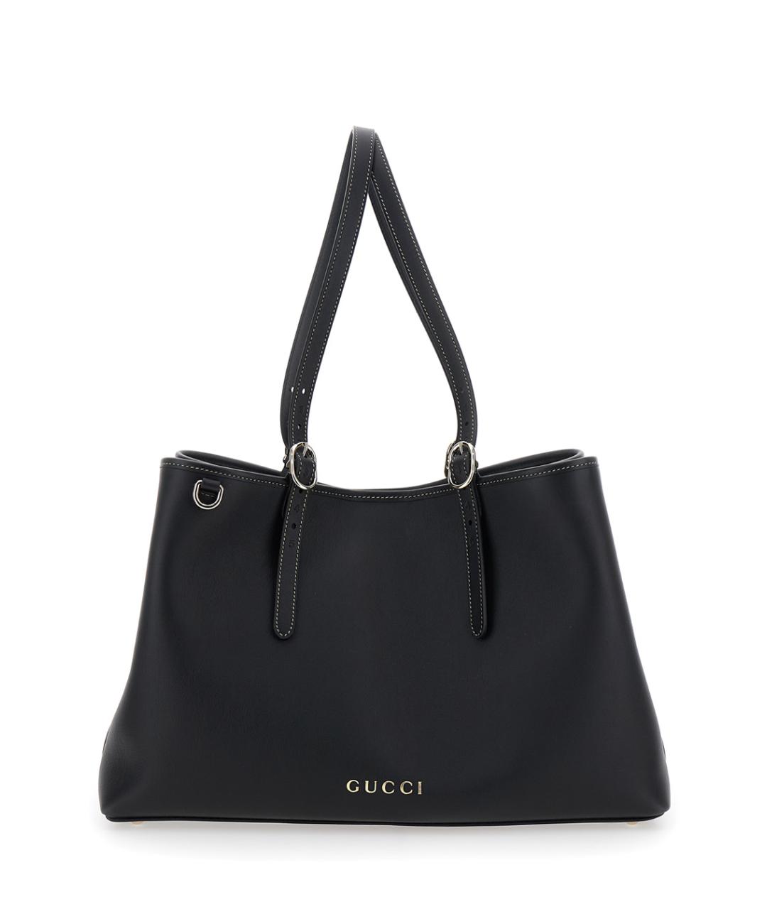 GUCCI Черная кожаная сумка тоут, фото 1