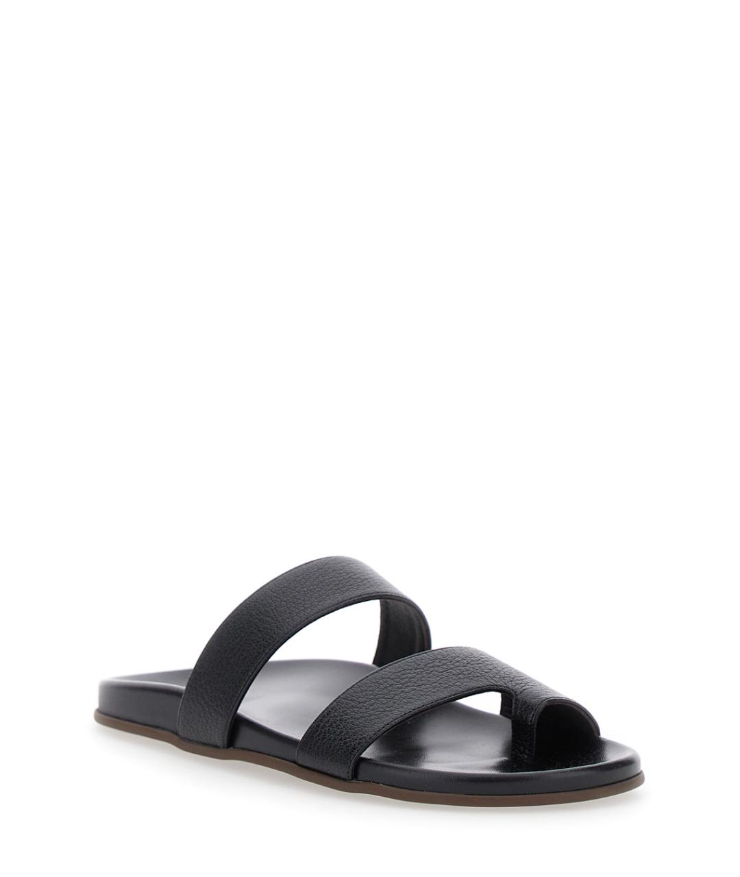 THE ROW Черные кожаные шлепанцы, фото 2