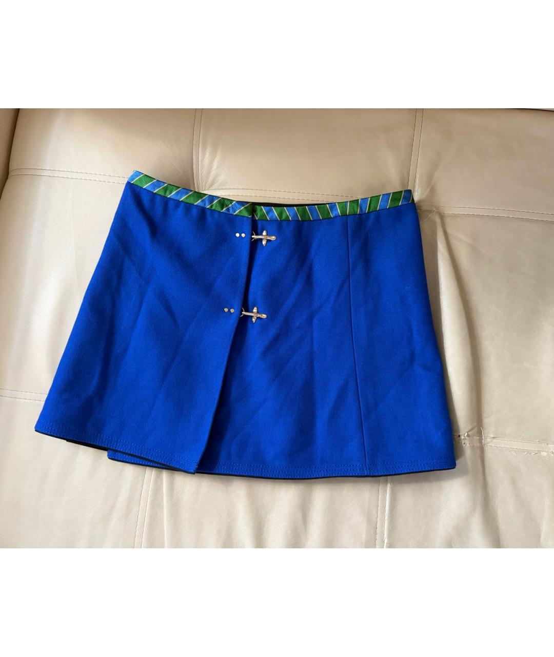 FAY Синяя шерстяная юбка миди, фото 6