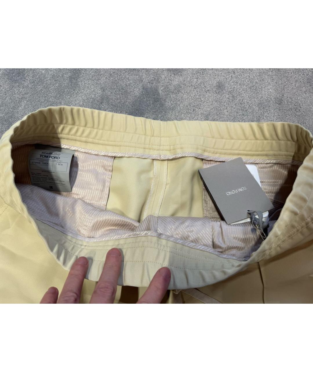 TOM FORD Бежевые вискозные повседневные брюки, фото 3
