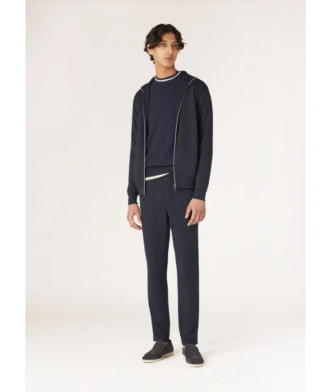 LORO PIANA Темно-синие кашемировые повседневные брюки, фото 8