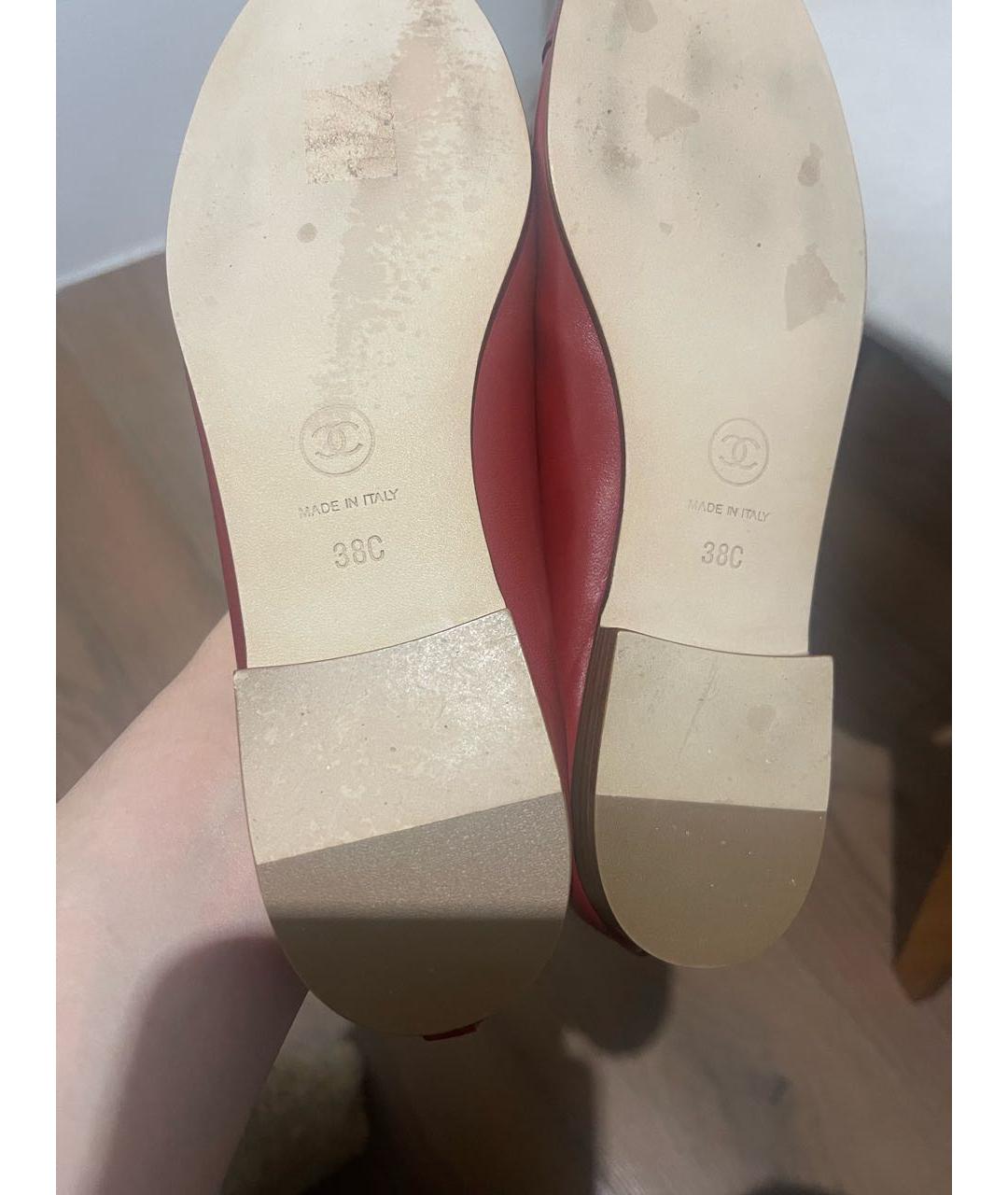 CHANEL Красные кожаные балетки, фото 6