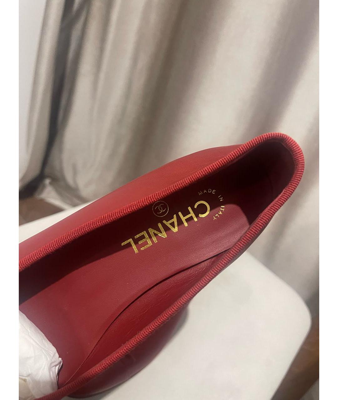 CHANEL Красные кожаные балетки, фото 3