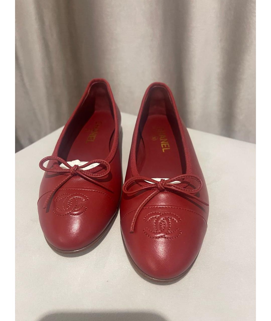 CHANEL Красные кожаные балетки, фото 2