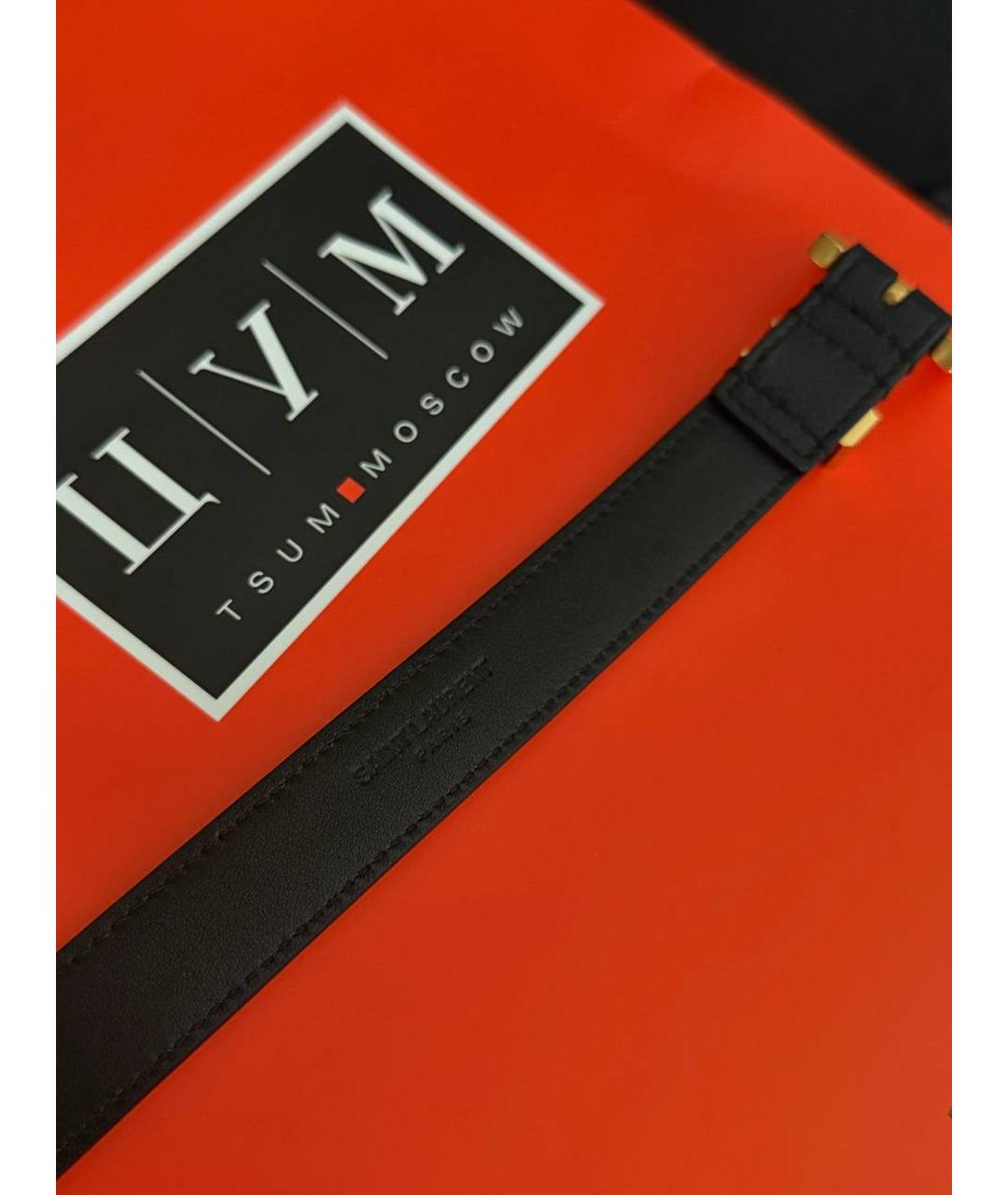 SAINT LAURENT Черный кожаный ремень, фото 2