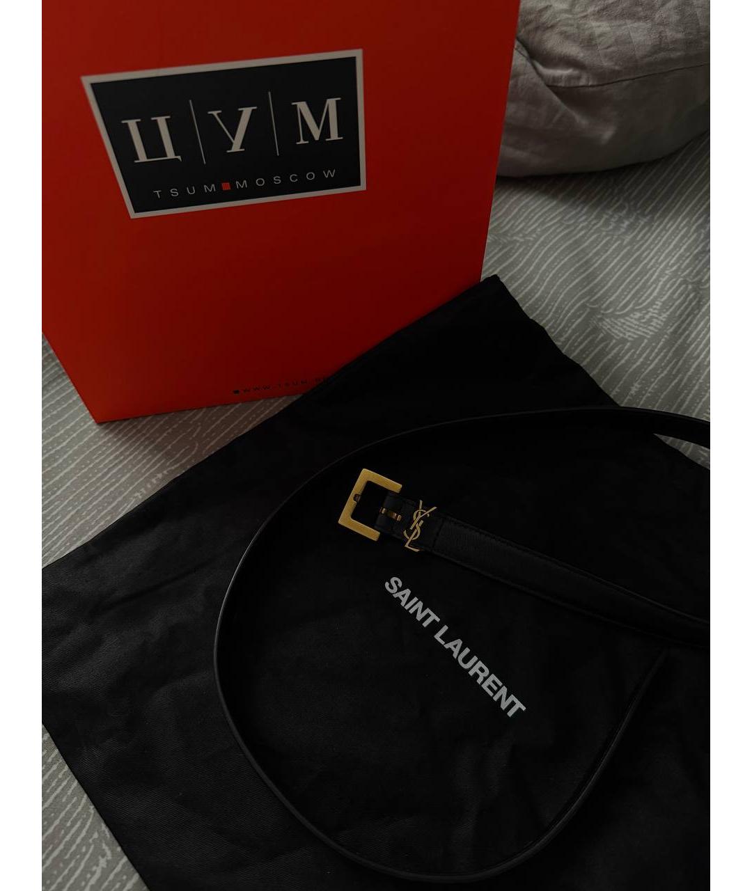 SAINT LAURENT Черный кожаный ремень, фото 5