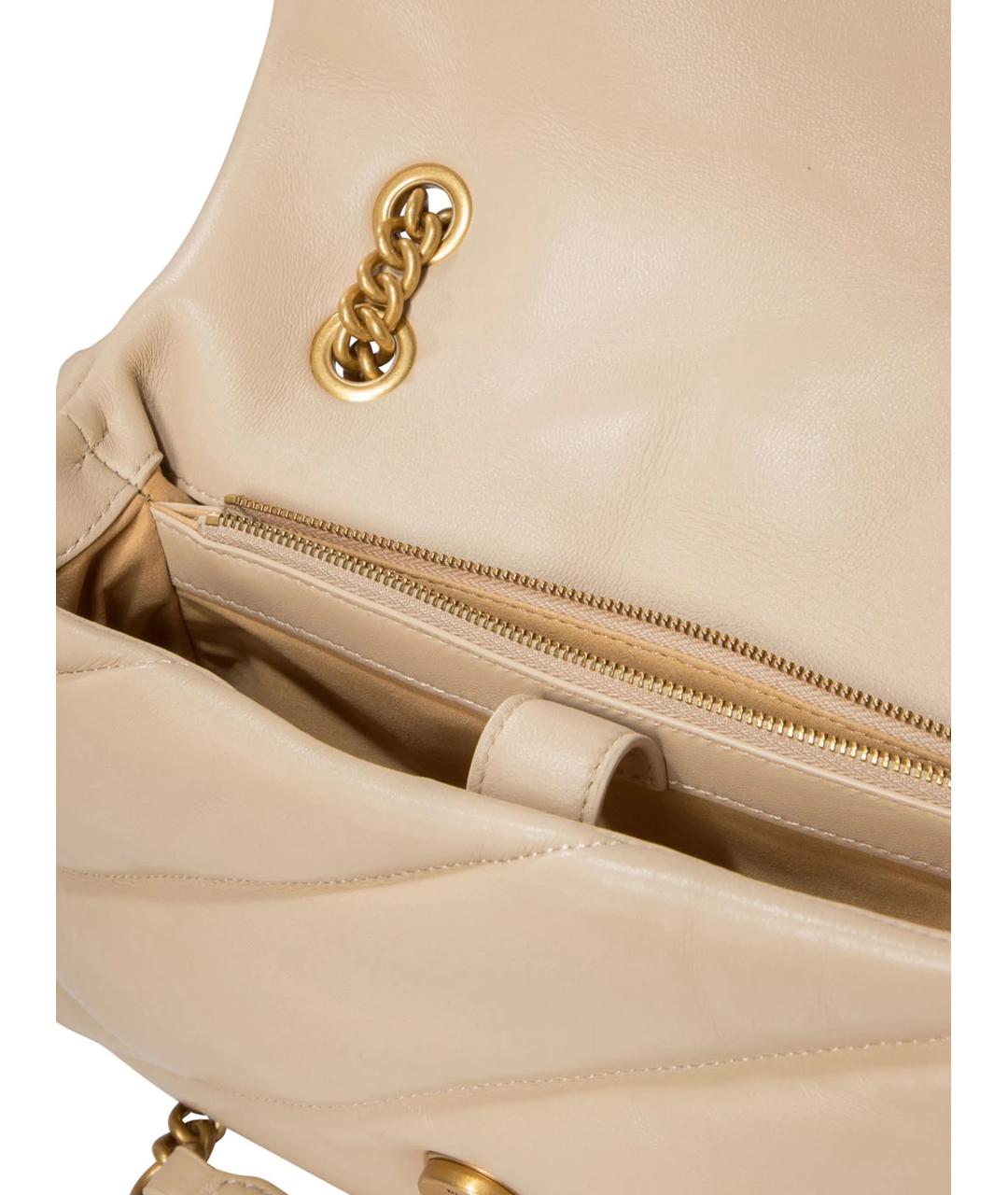 PINKO Бежевая кожаная сумка через плечо, фото 5