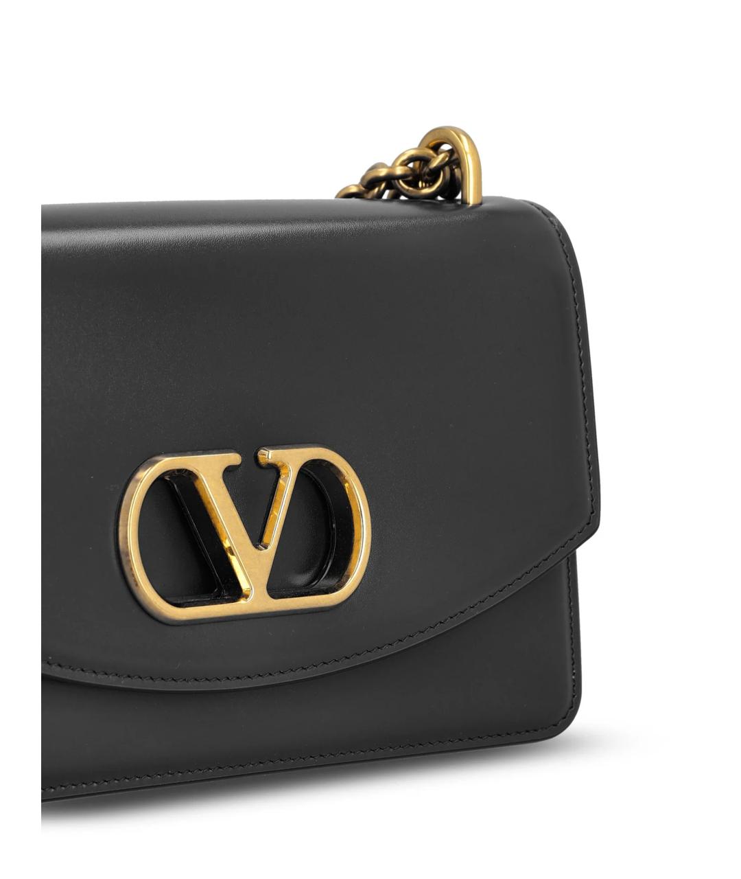 VALENTINO Черная кожаная сумка через плечо, фото 4