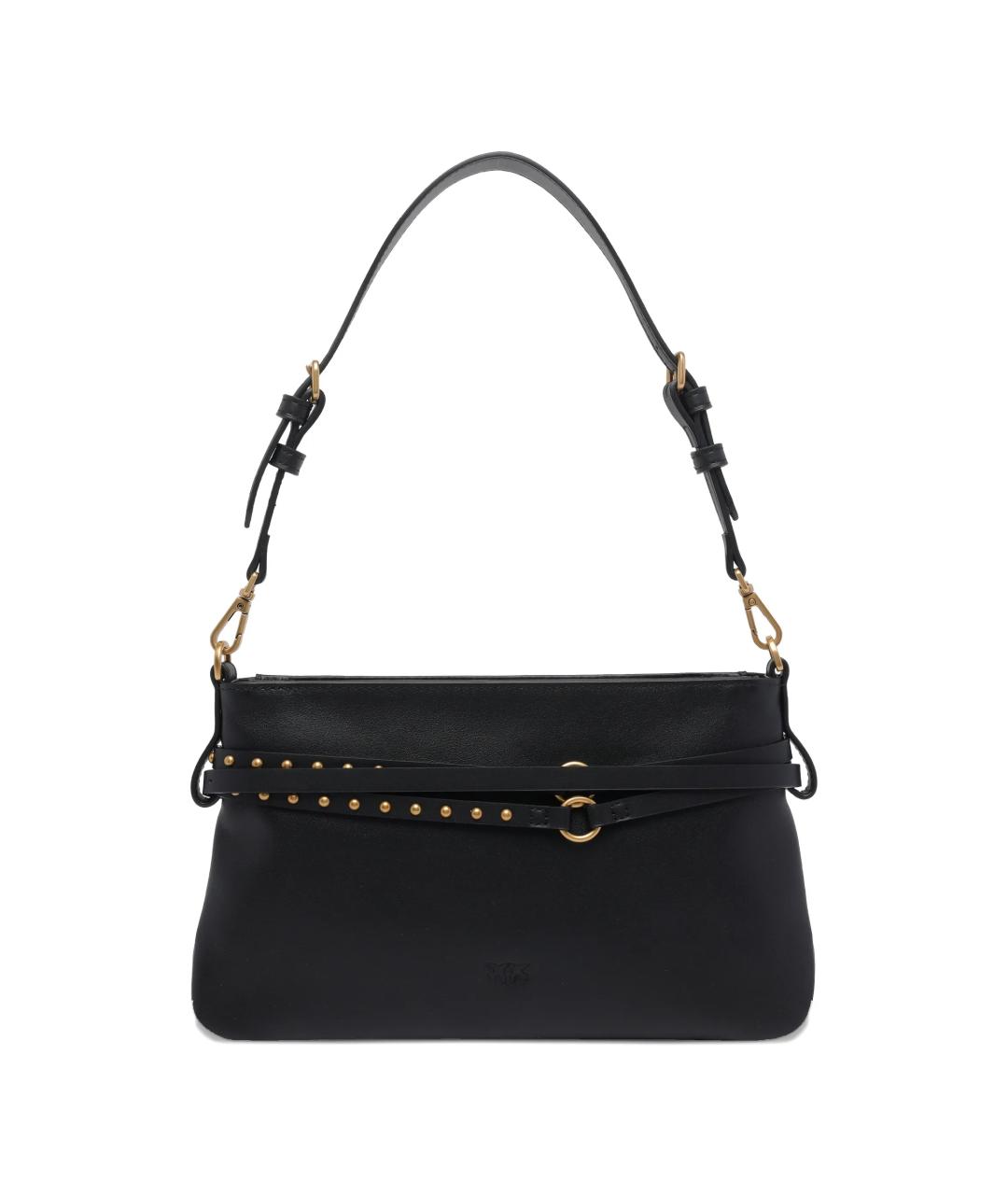 PINKO Черная кожаная сумка с короткими ручками, фото 2