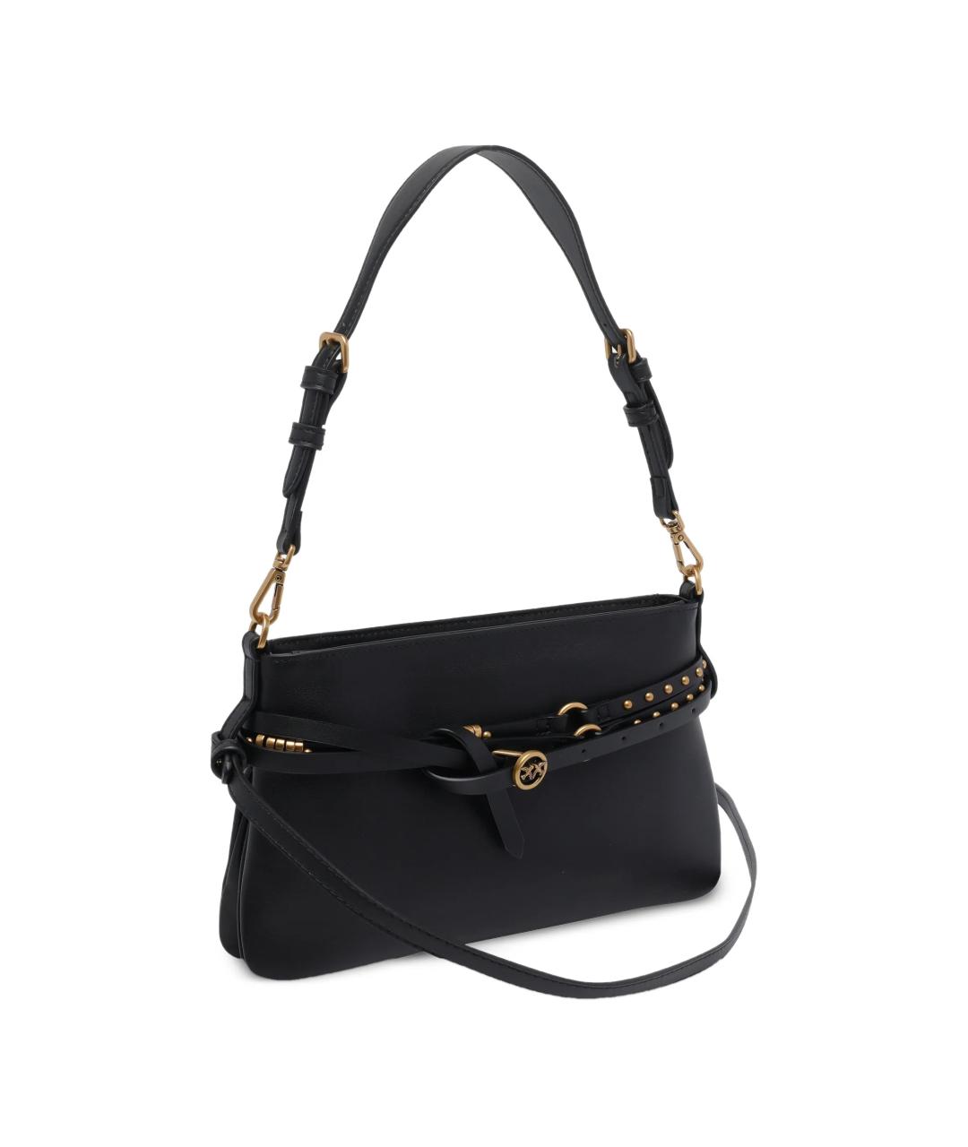 PINKO Черная кожаная сумка с короткими ручками, фото 3
