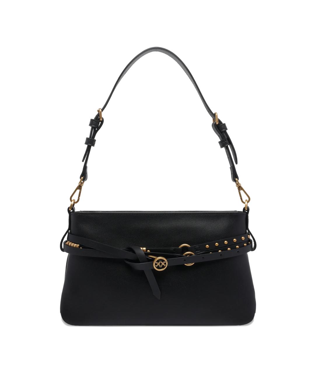 PINKO Черная кожаная сумка с короткими ручками, фото 1