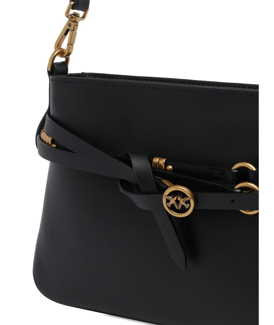 PINKO Черная кожаная сумка с короткими ручками, фото 4