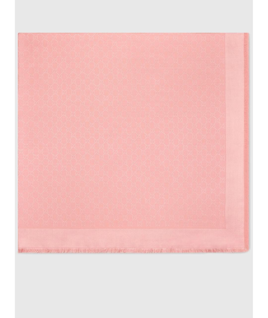 GUCCI Розовый шерстяной шарф, фото 2