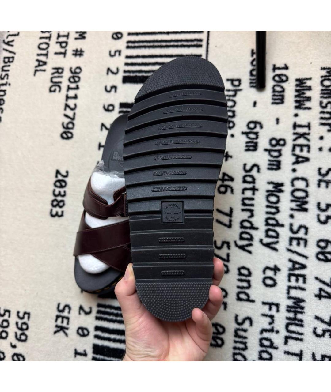 DR. MARTENS Бордовые кожаные шлепанцы, фото 5