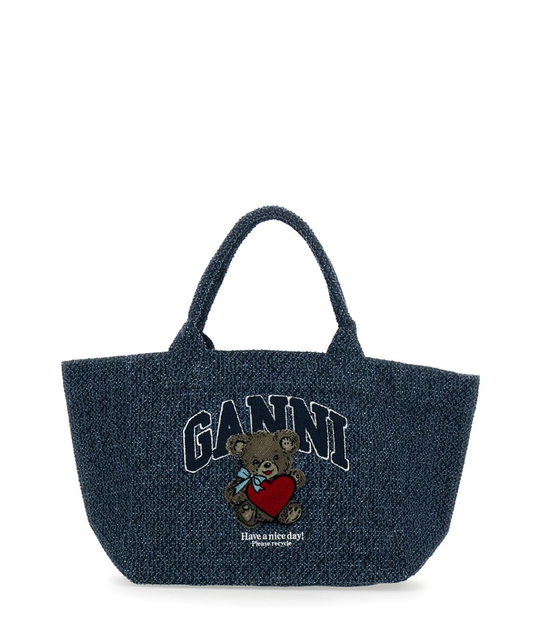 GANNI Синяя хлопковая сумка тоут, фото 1