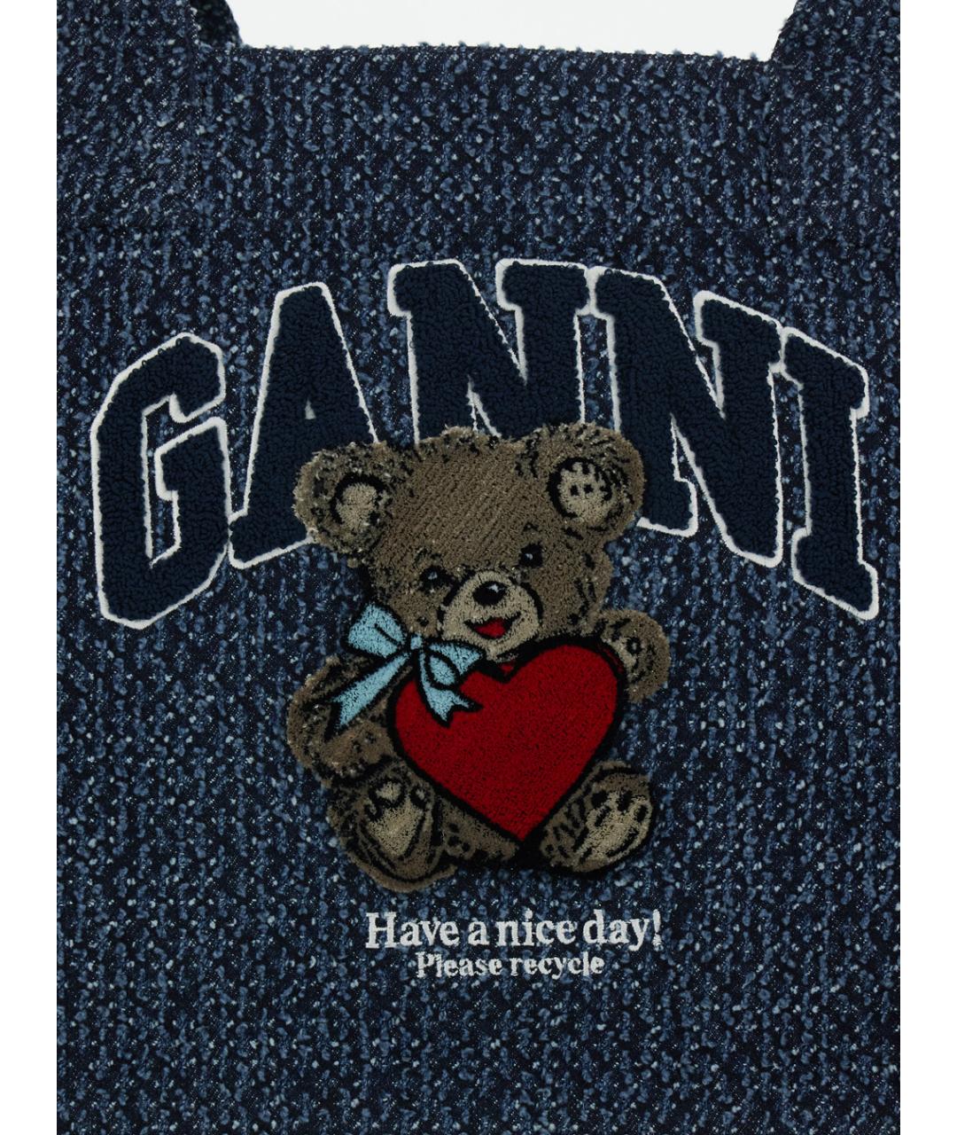 GANNI Синяя хлопковая сумка тоут, фото 3