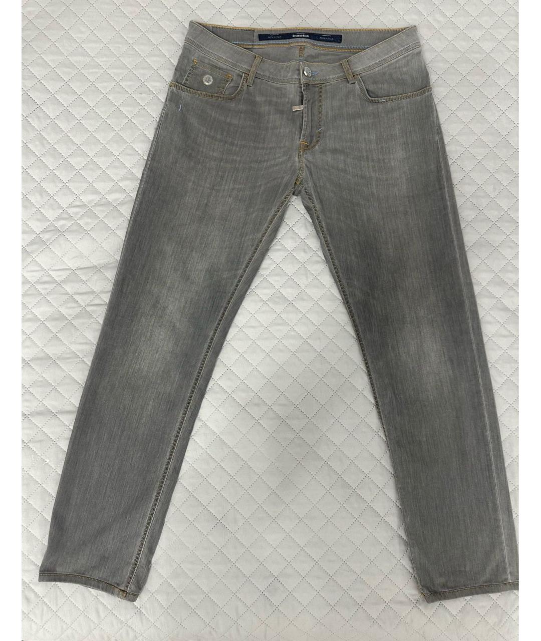 STEFANO RICCI Серые хлопко-эластановые прямые джинсы, фото 5