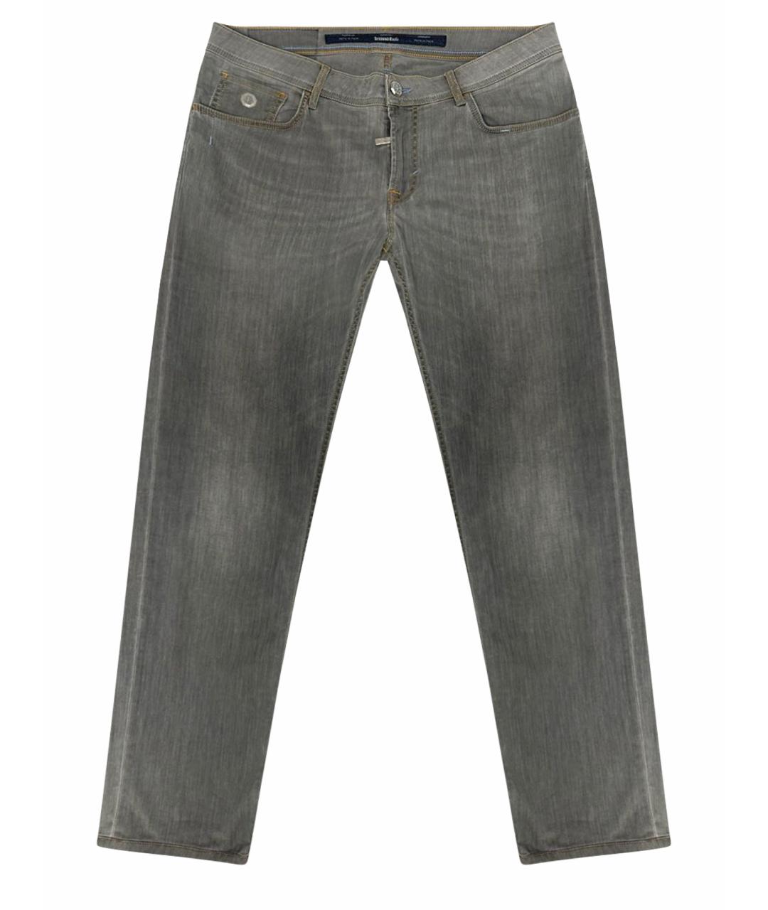 STEFANO RICCI Серые хлопко-эластановые прямые джинсы, фото 1