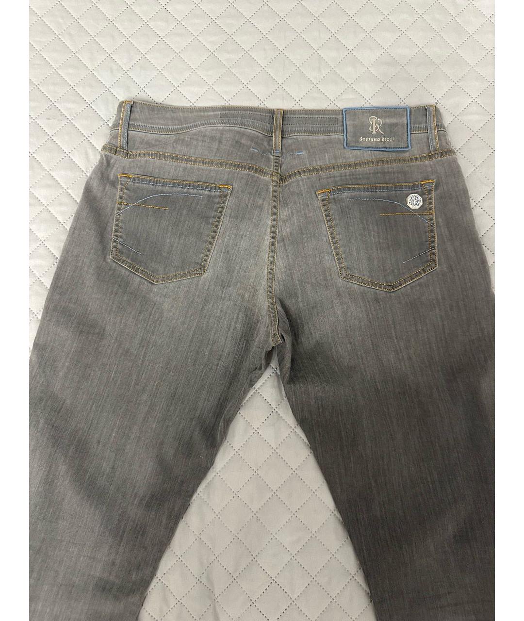 STEFANO RICCI Серые хлопко-эластановые прямые джинсы, фото 3