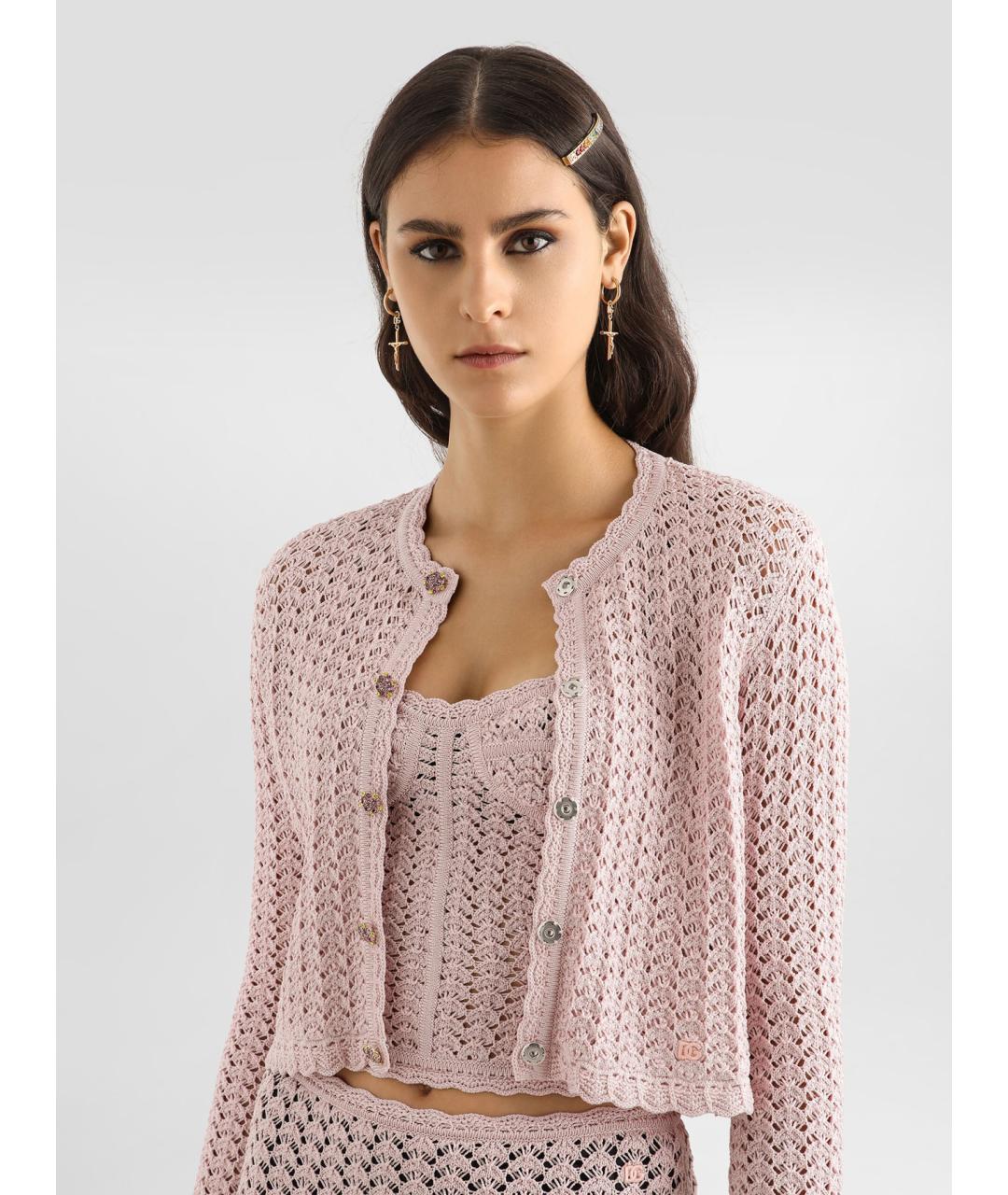 DOLCE&GABBANA Розовый вискозный кардиган, фото 3