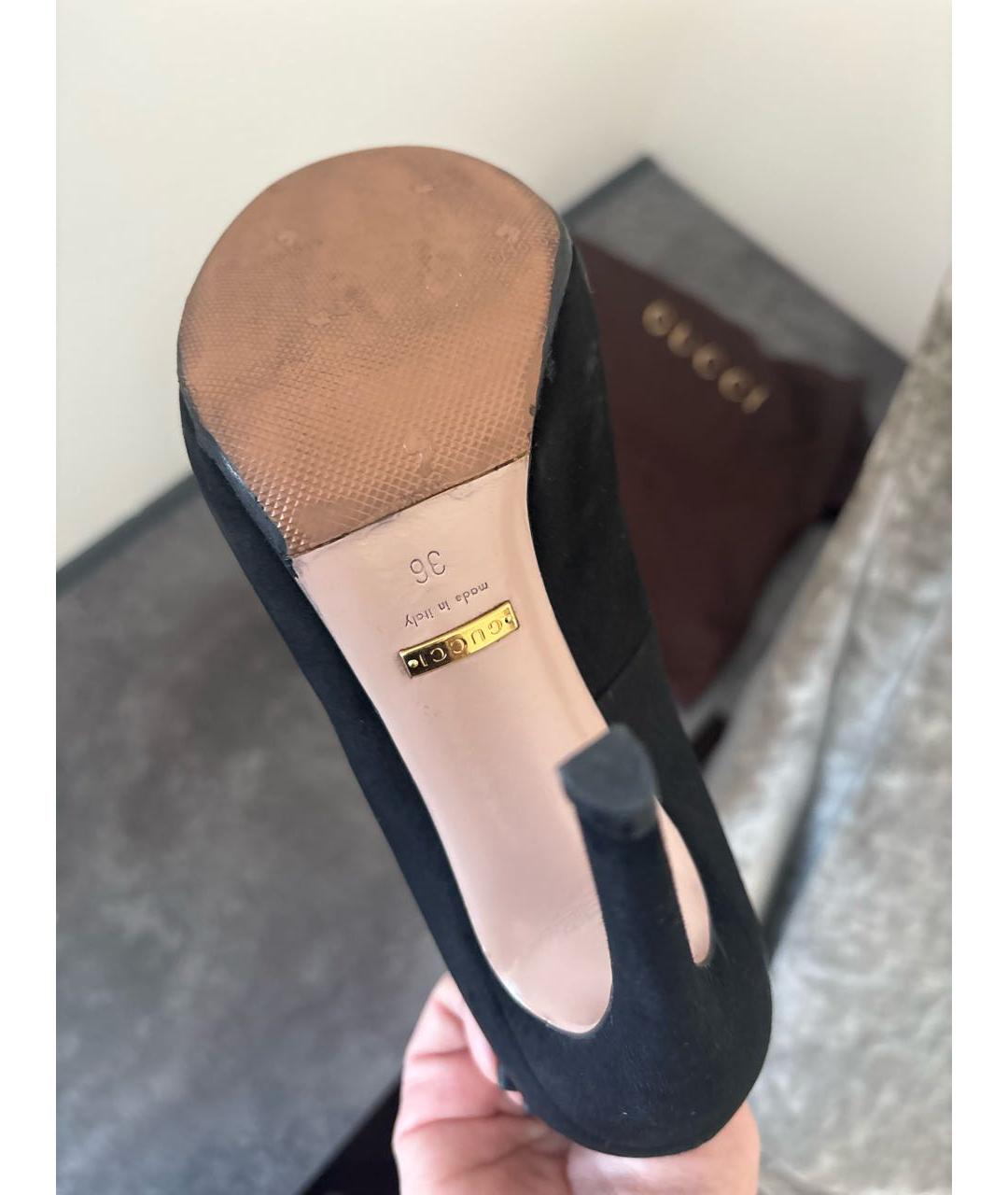 GUCCI Черные замшевые туфли, фото 5