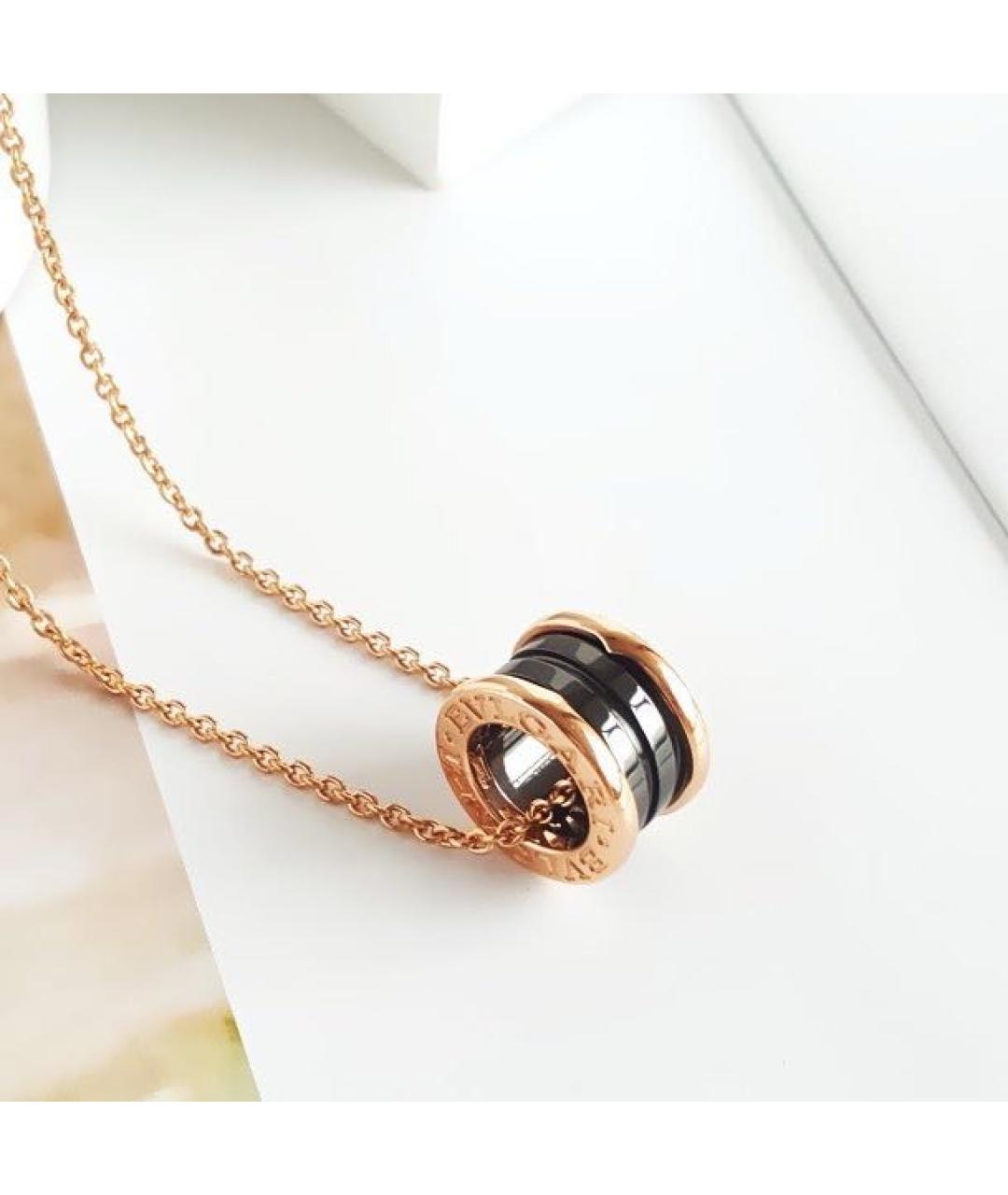 BVLGARI Черная подвеска из розового золота, фото 5