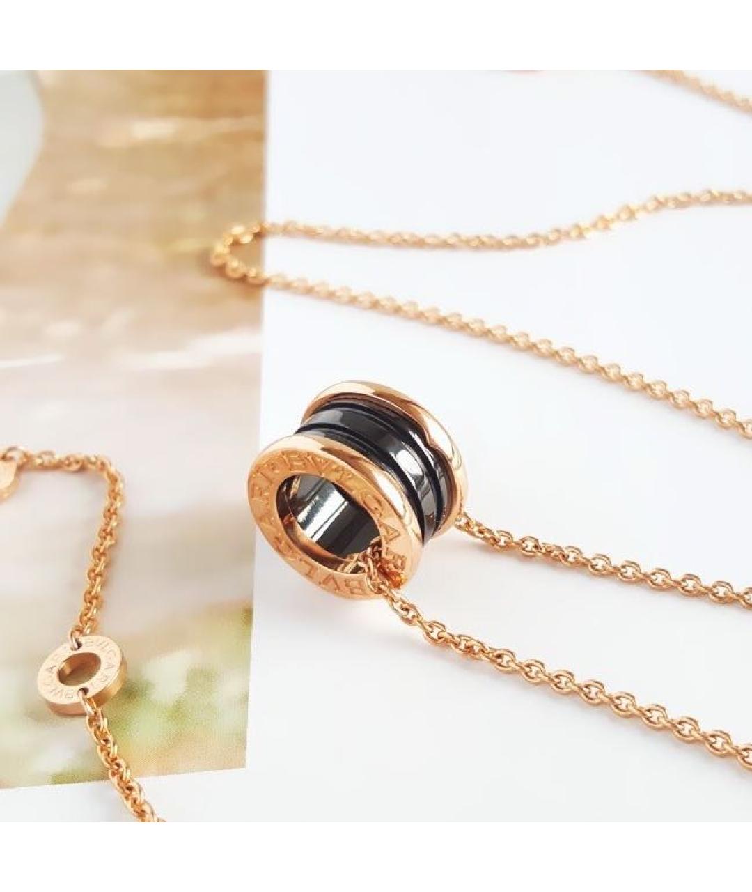 BVLGARI Черная подвеска из розового золота, фото 3