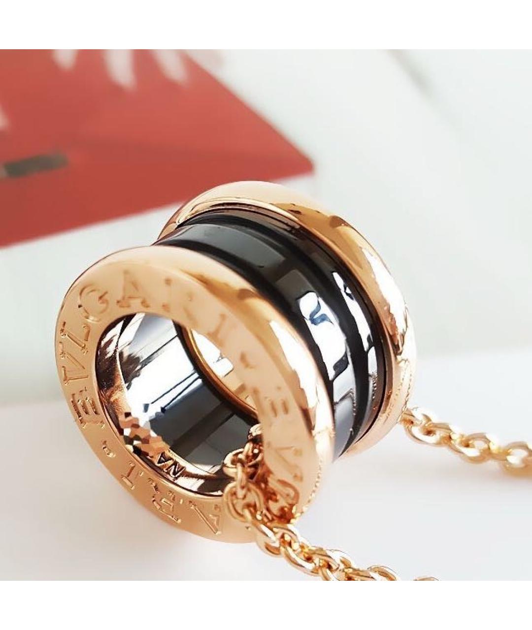 BVLGARI Черная подвеска из розового золота, фото 6