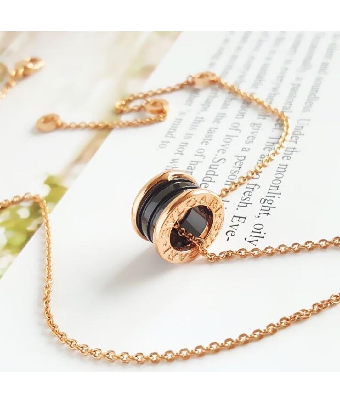 BVLGARI Черная подвеска из розового золота, фото 4