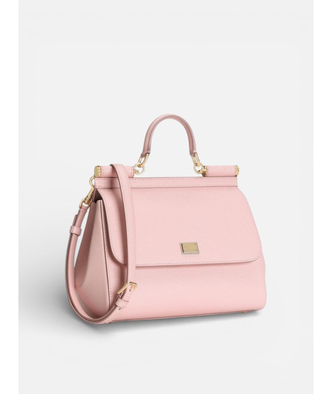 DOLCE&GABBANA Розовая кожаная сумка через плечо, фото 2