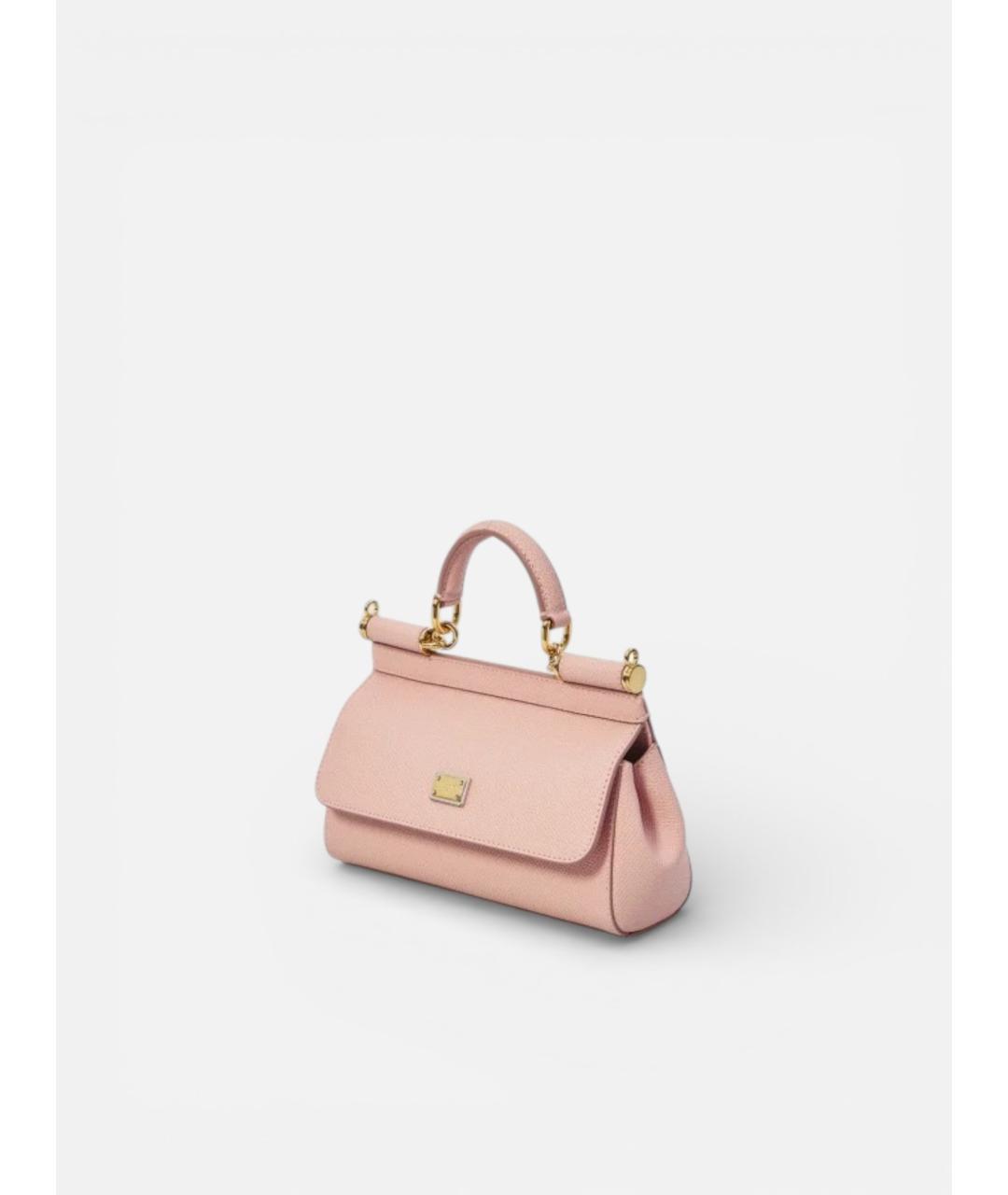 DOLCE&GABBANA Розовая кожаная сумка с короткими ручками, фото 2