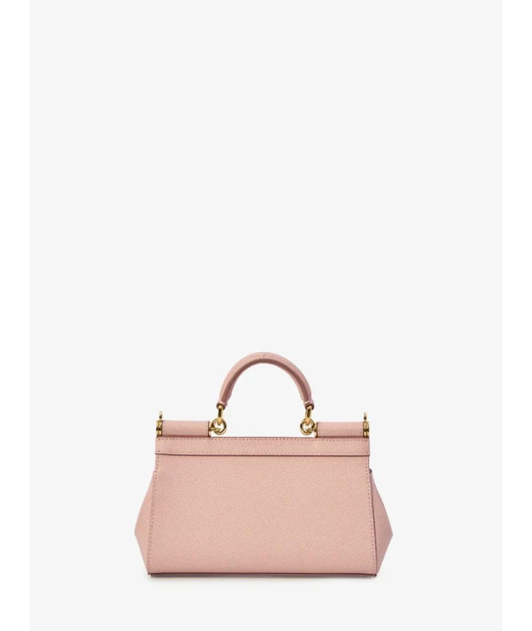 DOLCE&GABBANA Розовая кожаная сумка с короткими ручками, фото 3
