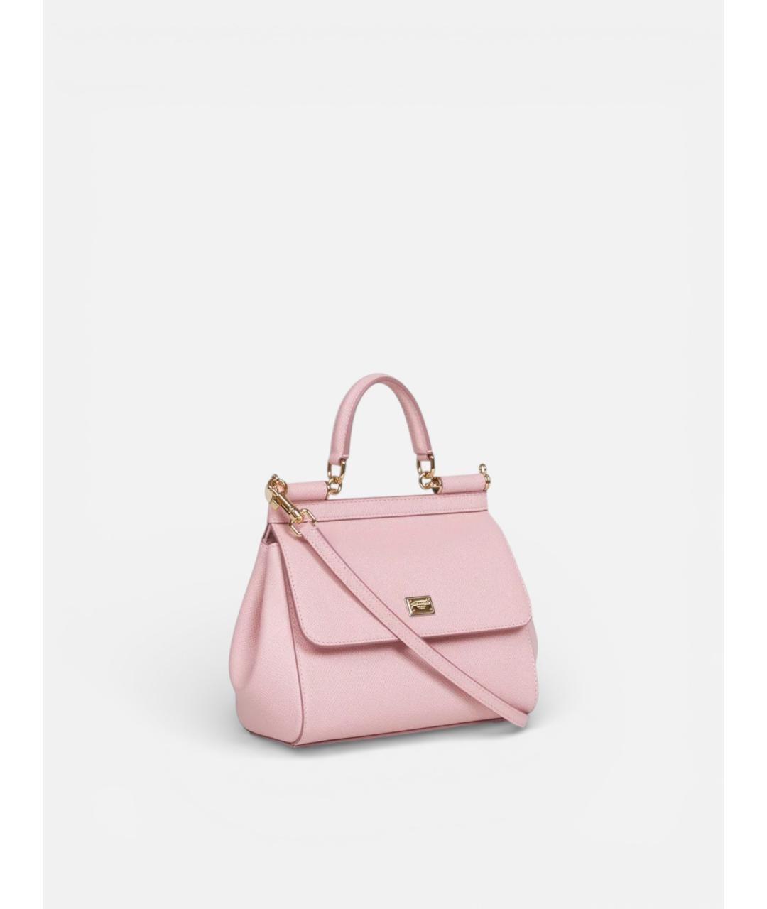 DOLCE&GABBANA Розовая кожаная сумка через плечо, фото 2