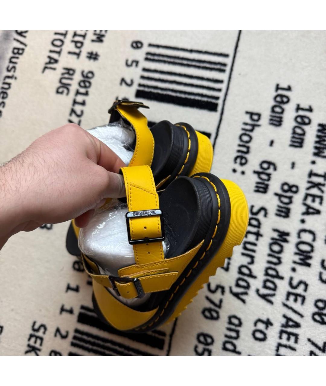 DR. MARTENS Желтые кожаные сандалии, фото 4