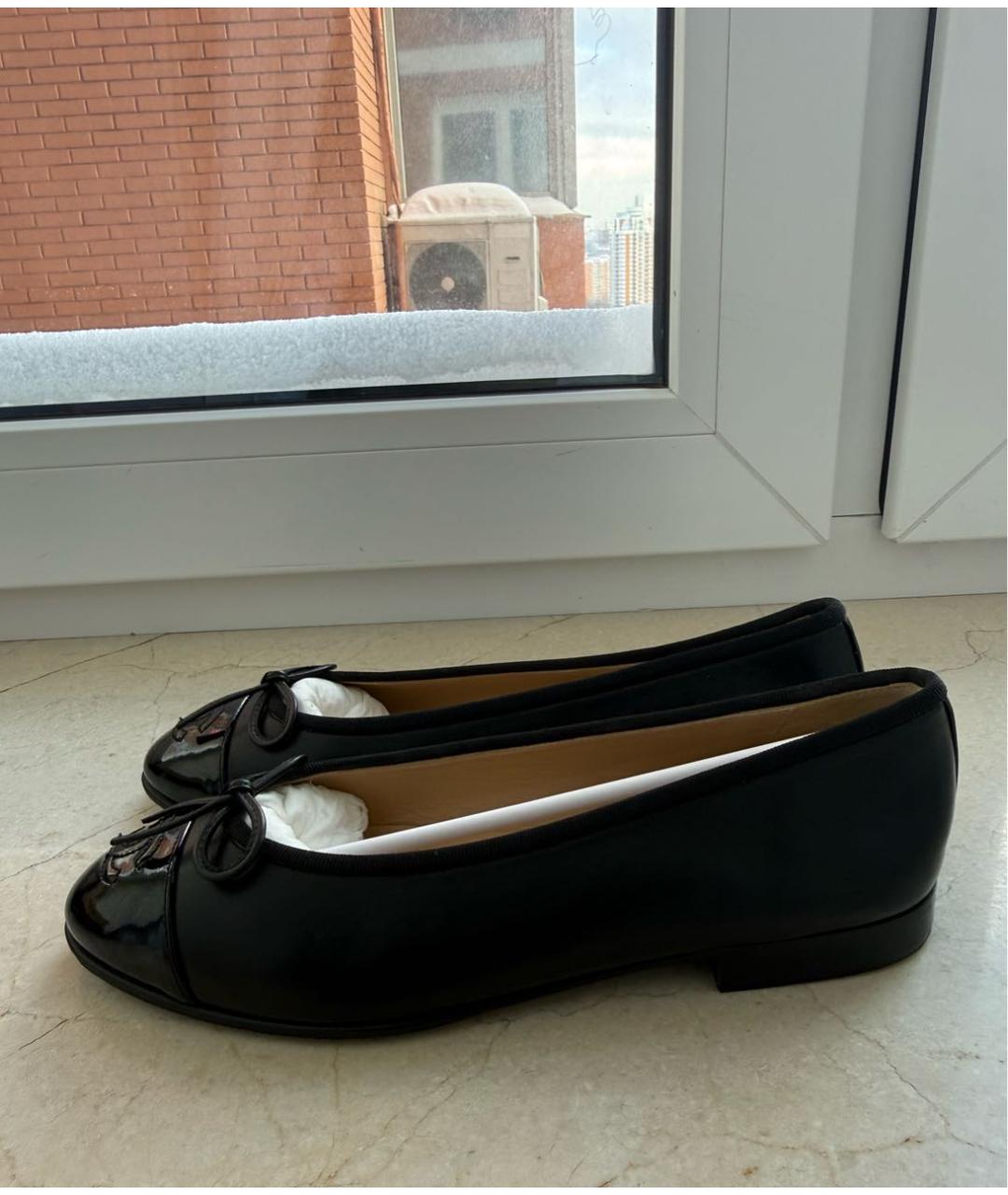CHANEL Черные кожаные балетки, фото 9