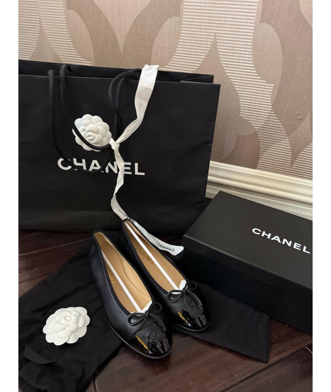 CHANEL Черные кожаные балетки, фото 5