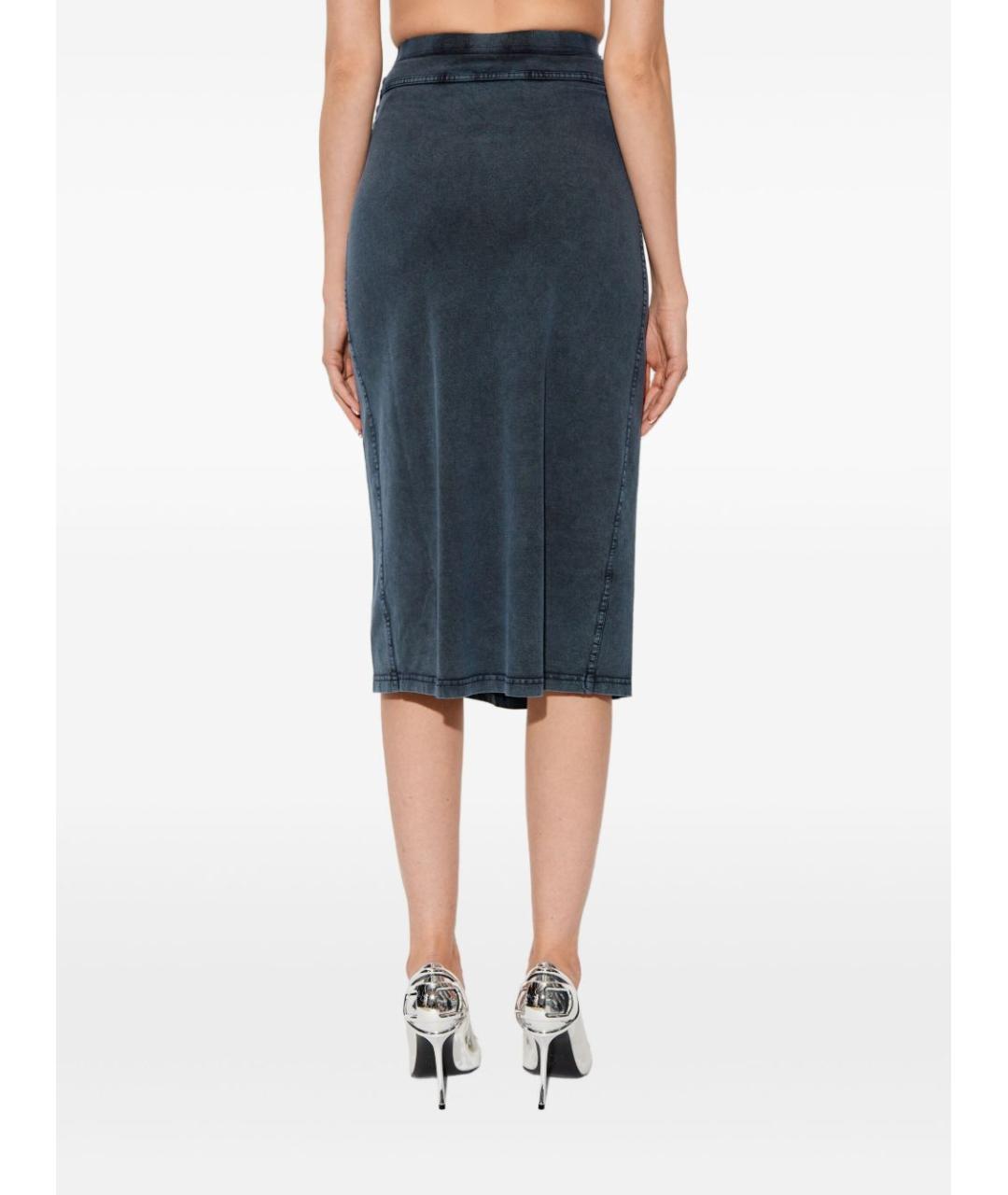 DIESEL Синяя хлопковая юбка миди, фото 3