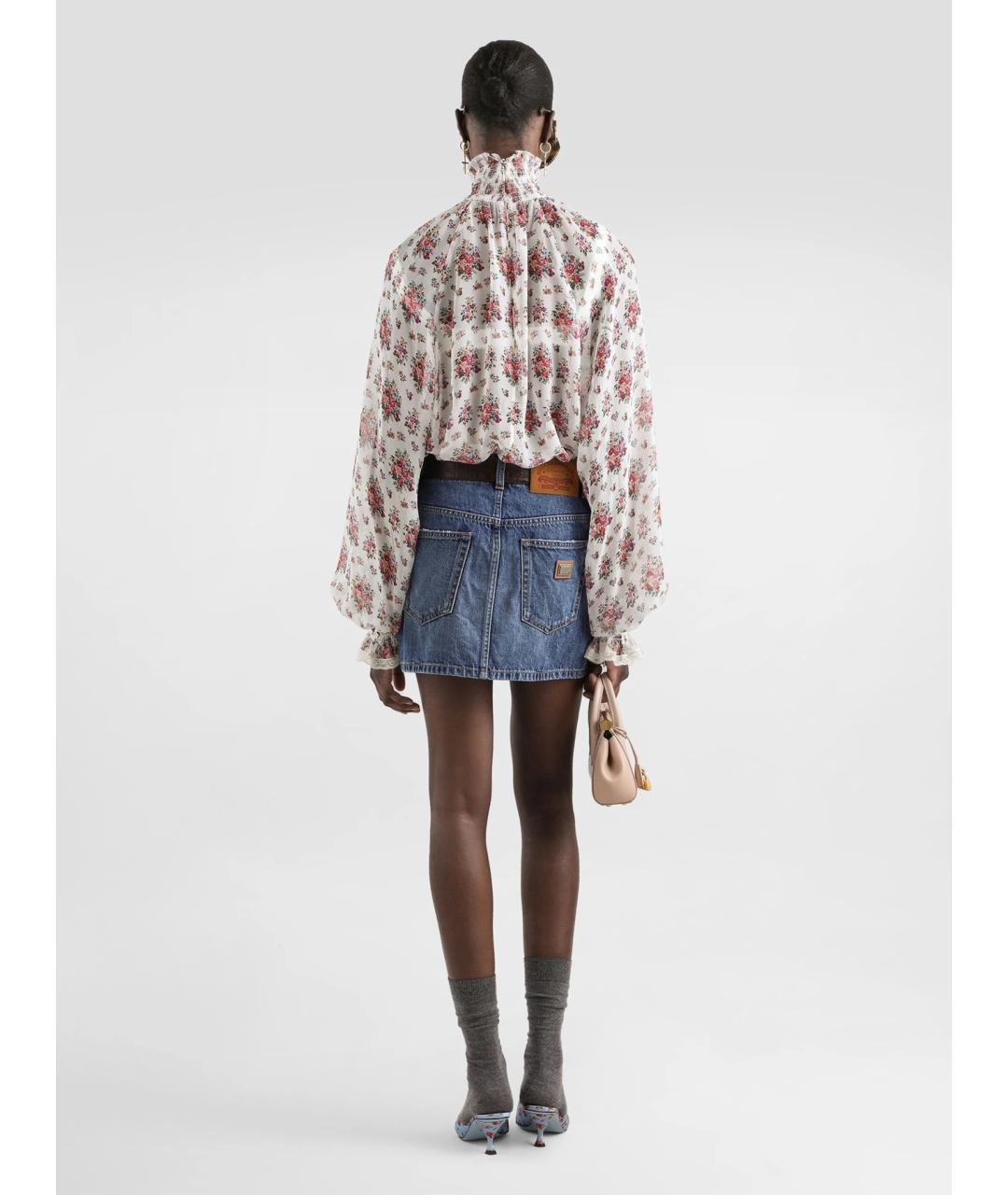 DOLCE&GABBANA Голубая хлопковая юбка мини, фото 4