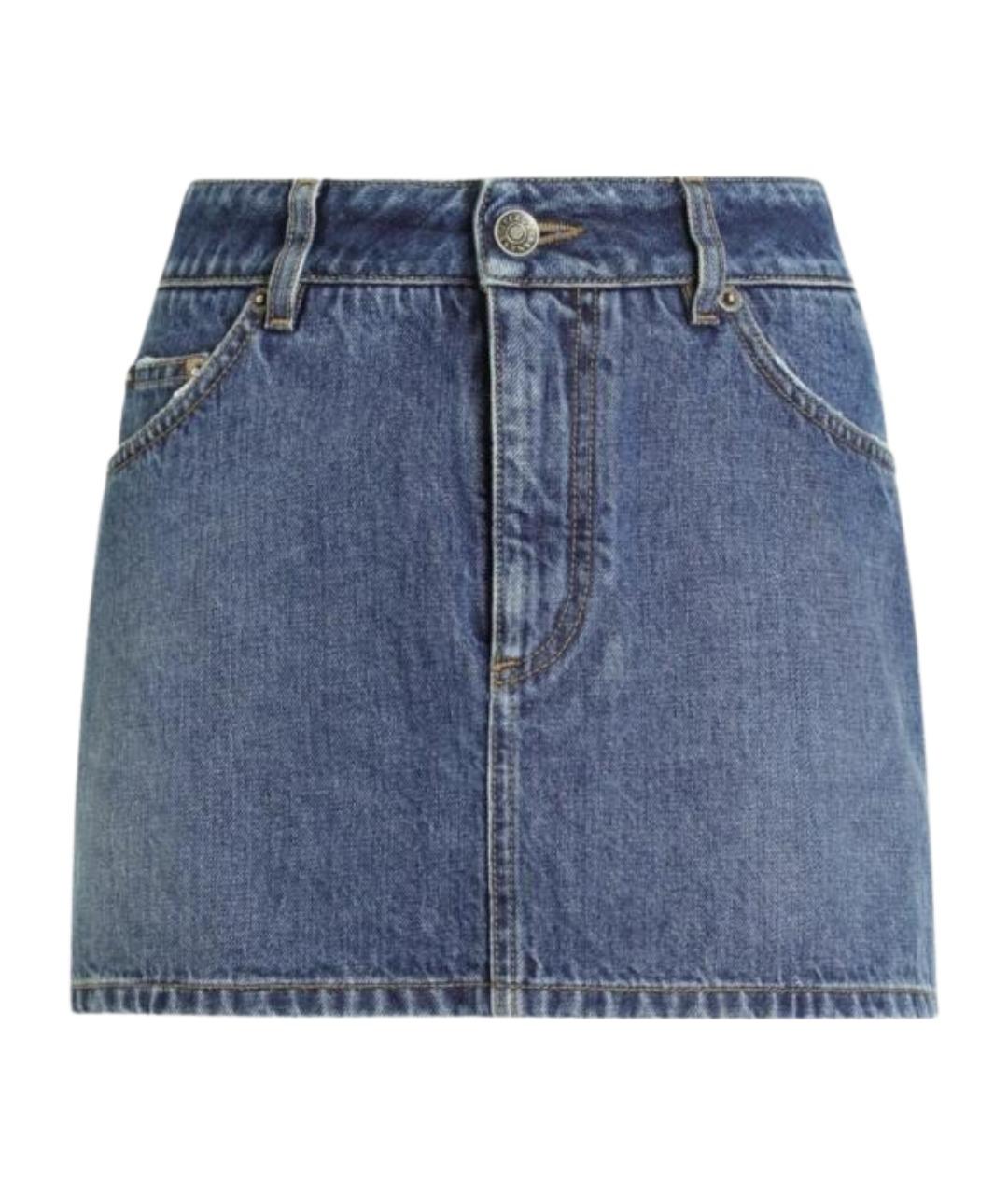 DOLCE&GABBANA Голубая хлопковая юбка мини, фото 1