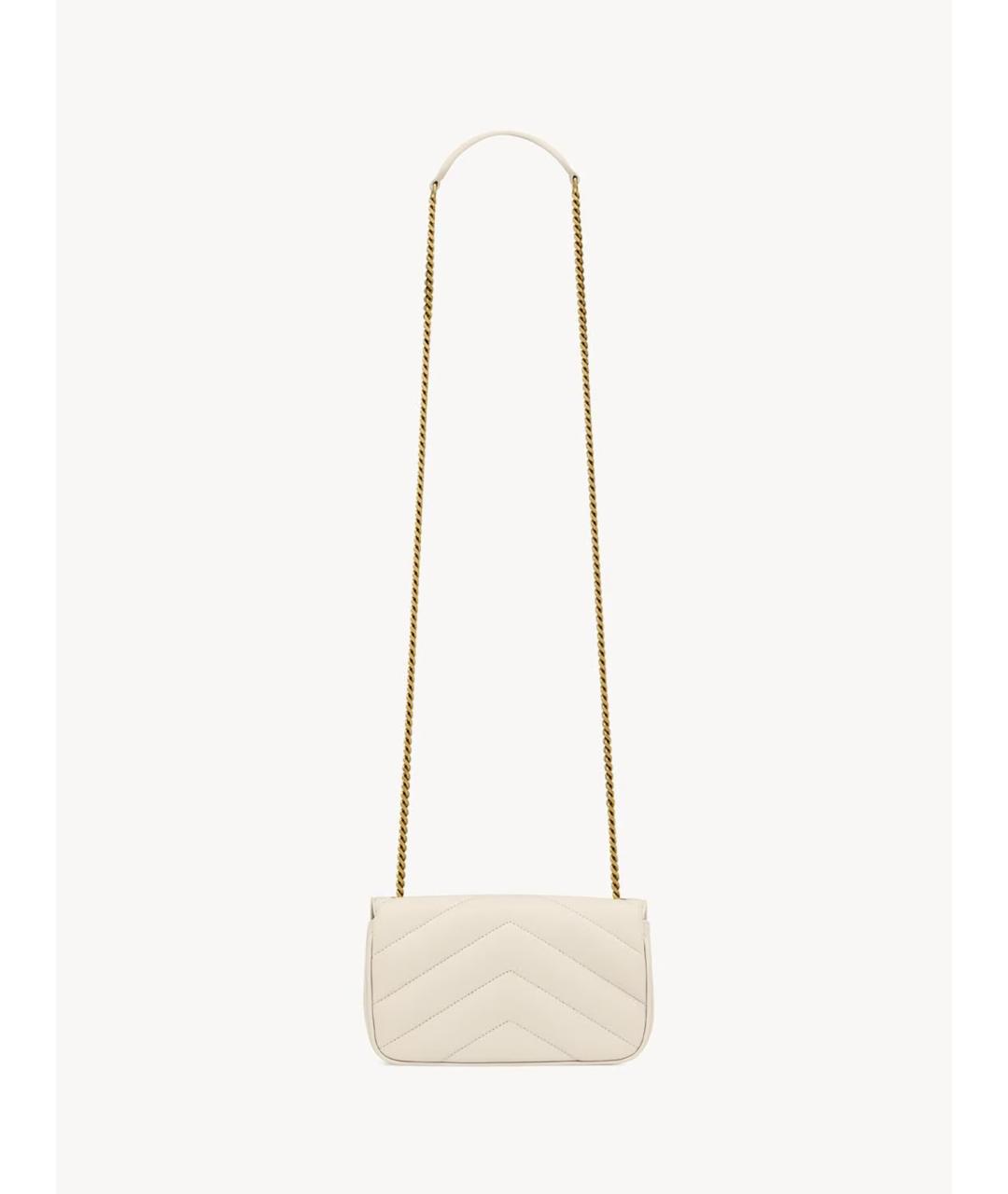 SAINT LAURENT Белая кожаная сумка через плечо, фото 3