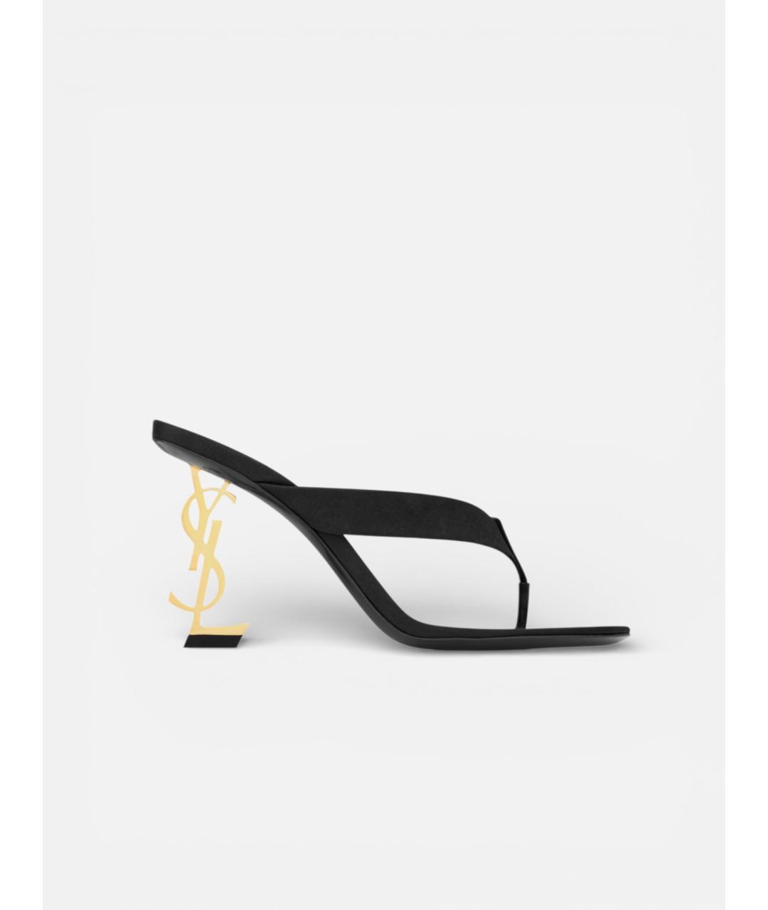 SAINT LAURENT Черные шлепанцы, фото 4