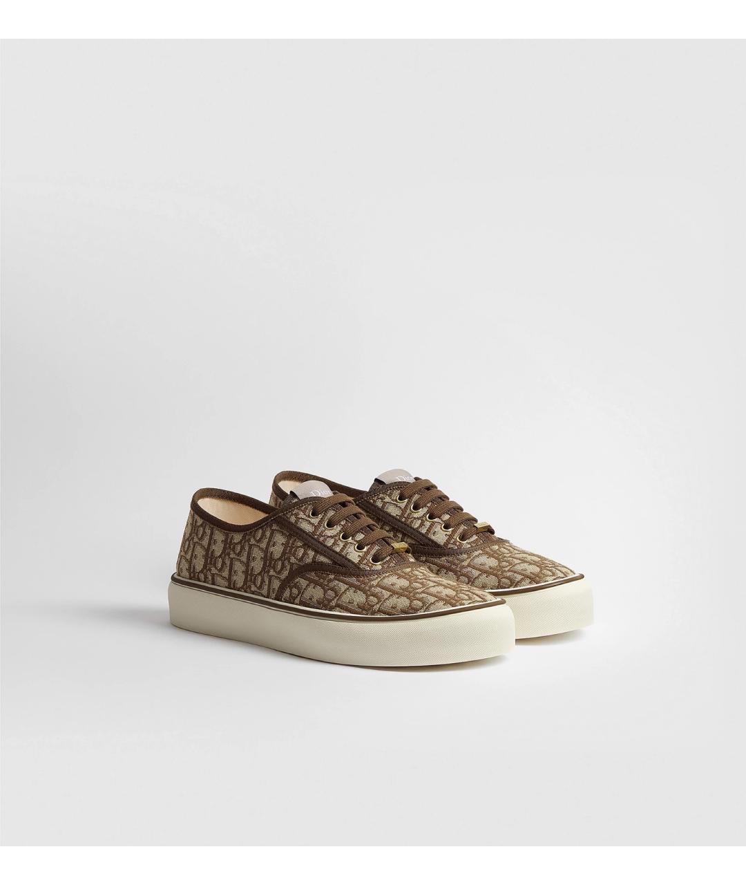 CHRISTIAN DIOR Бежевые кожаные низкие кроссовки / кеды, фото 5