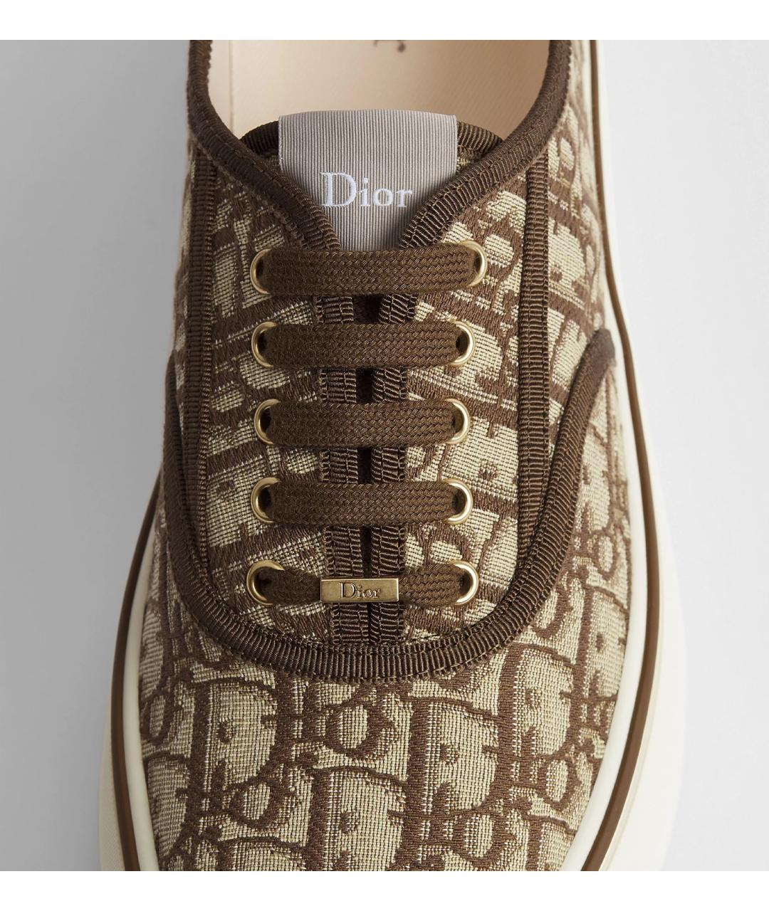 CHRISTIAN DIOR Бежевые кожаные низкие кроссовки / кеды, фото 4