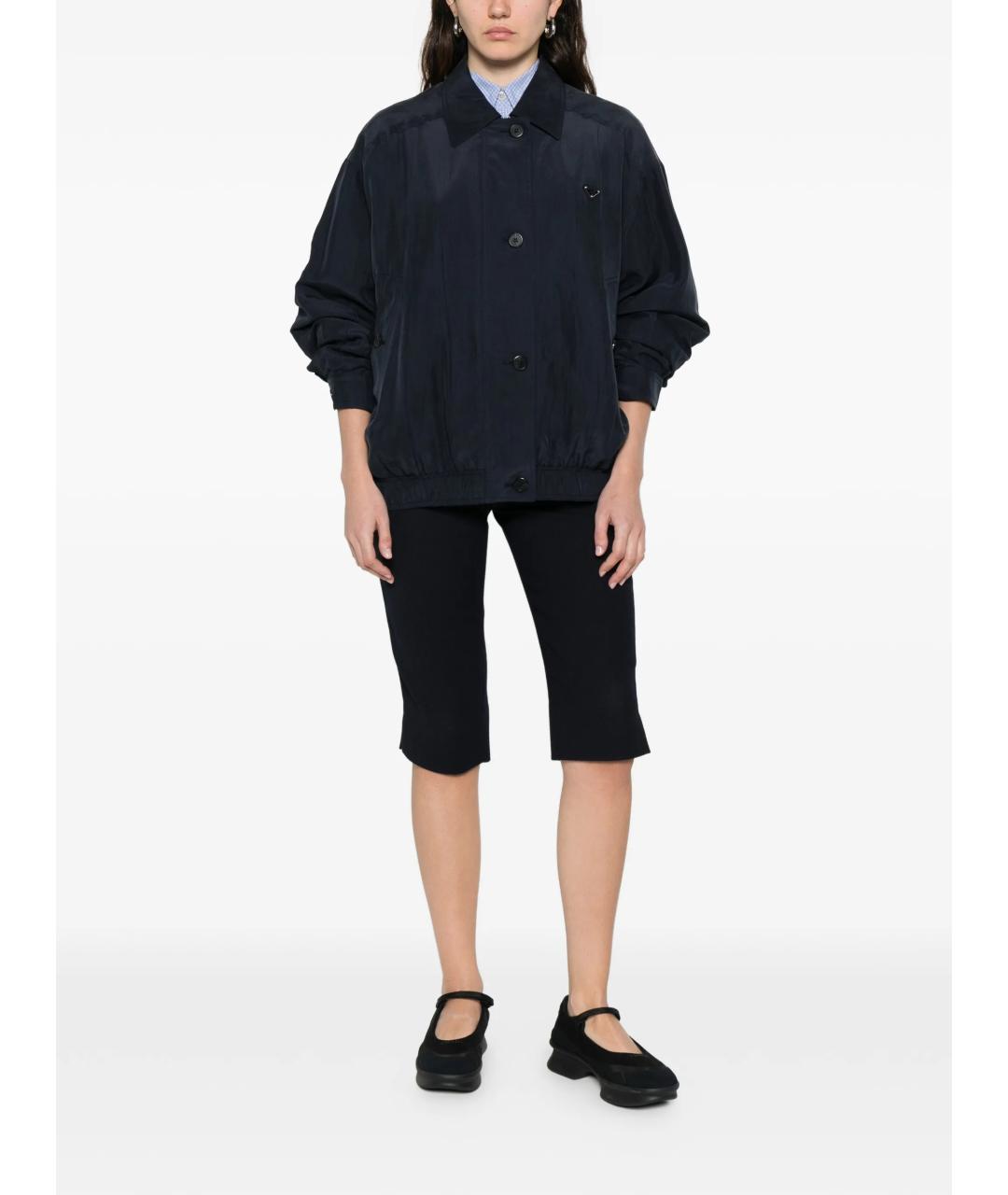 PRADA Темно-синяя шелковая куртка, фото 2