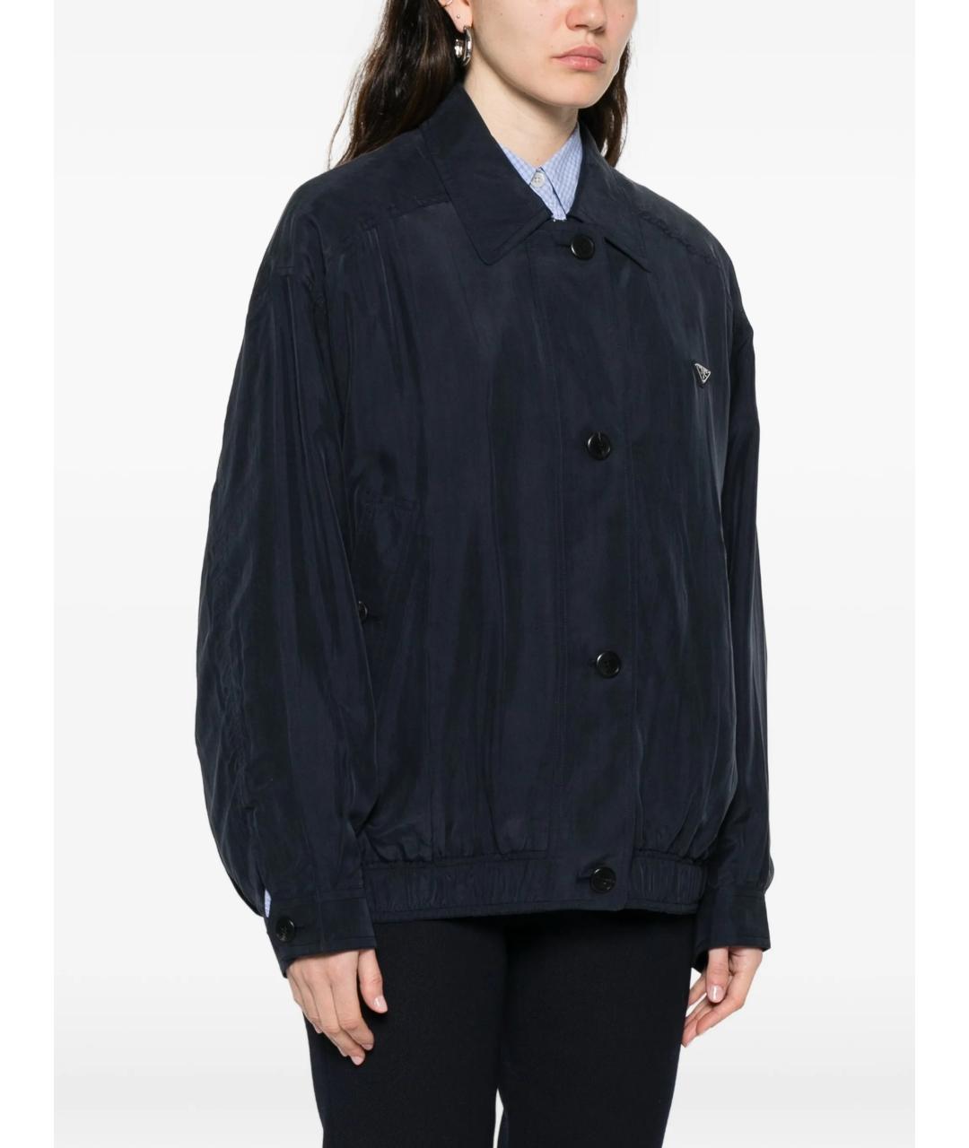 PRADA Темно-синяя шелковая куртка, фото 4