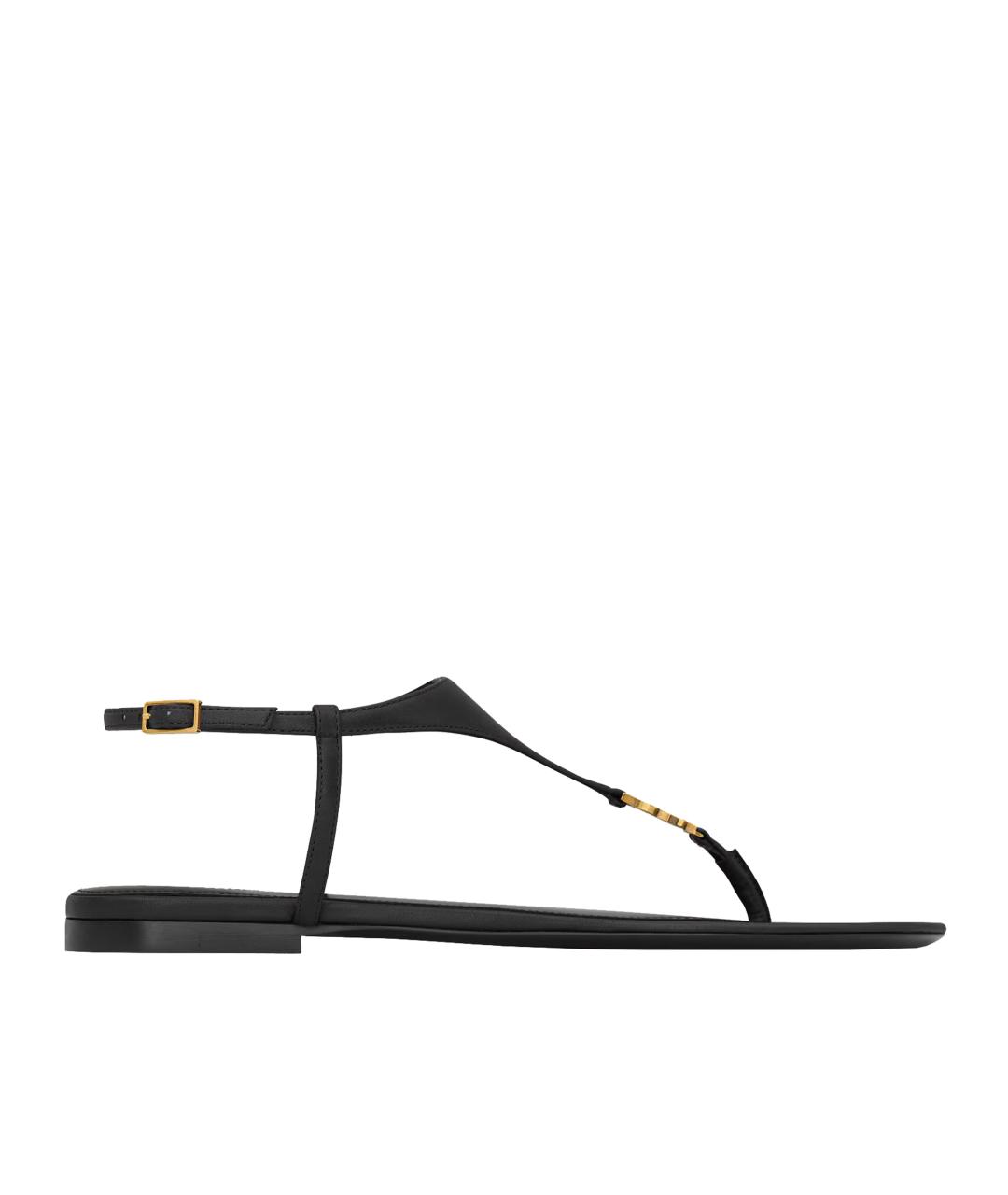 SAINT LAURENT Черные кожаные сандалии, фото 1